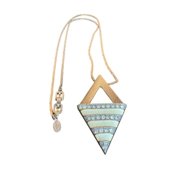 Givenchy Vintage Two-Tone Triangle Pendant Necklace - Picture 2 of 5